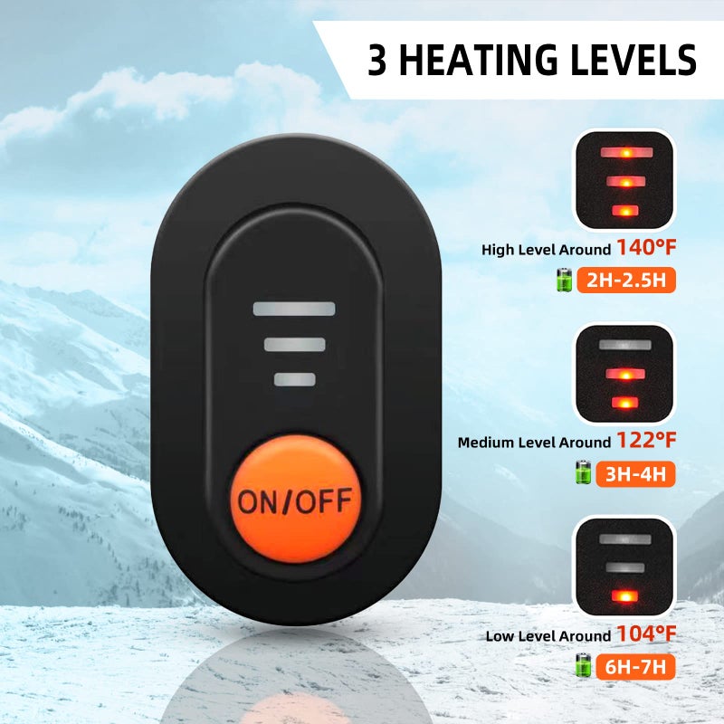 Luckcolor Heated Gloves for Men Women, Rechargeable Waterproof Heated Work Gloves with Arthritis Raynaud's Relief for Ski Golf Hiking Driving (Black+Orange, Medium) - Image 2