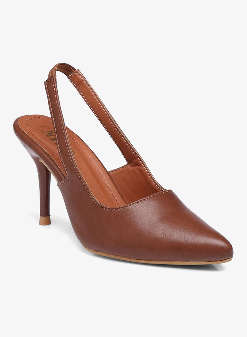 GNIST Plain Pointed Toe Stiletto Heel Slingback Shoes - Image 2