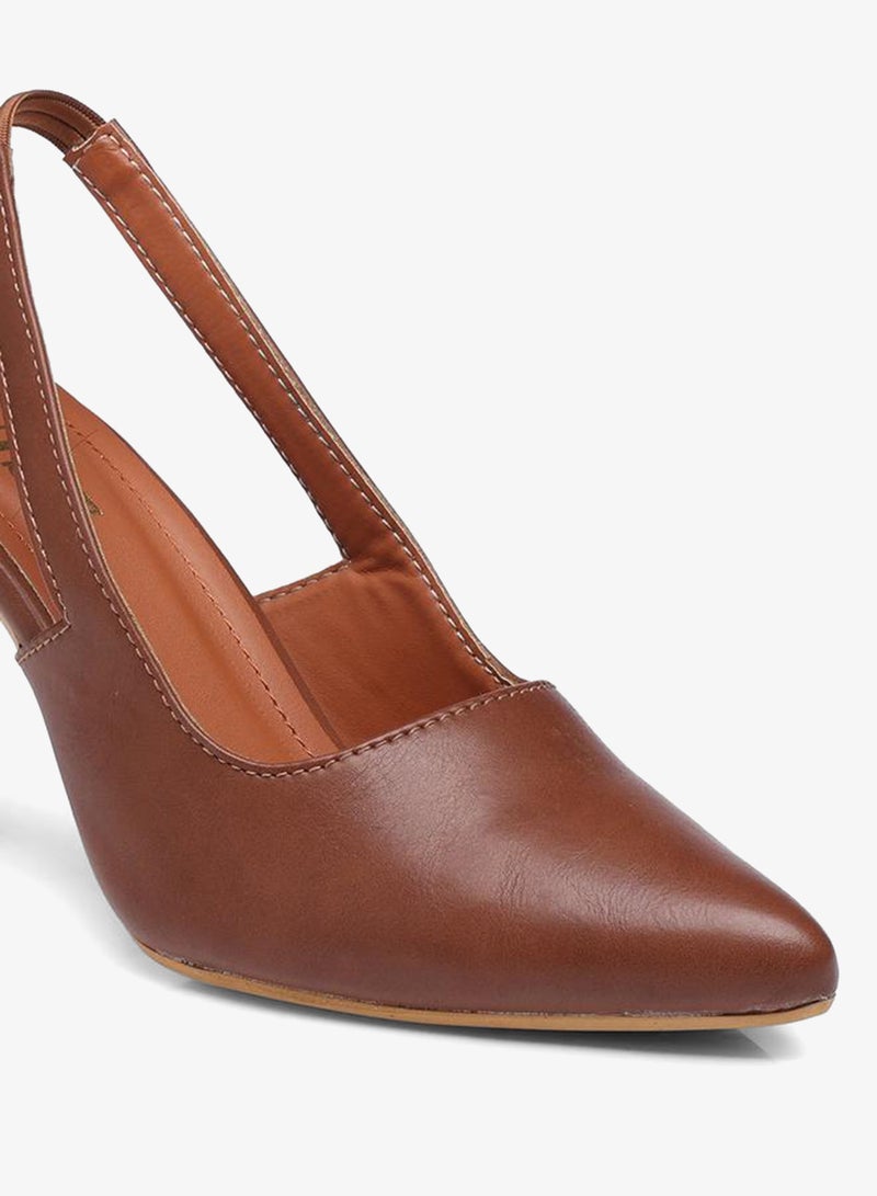 GNIST Plain Pointed Toe Stiletto Heel Slingback Shoes - Image 3