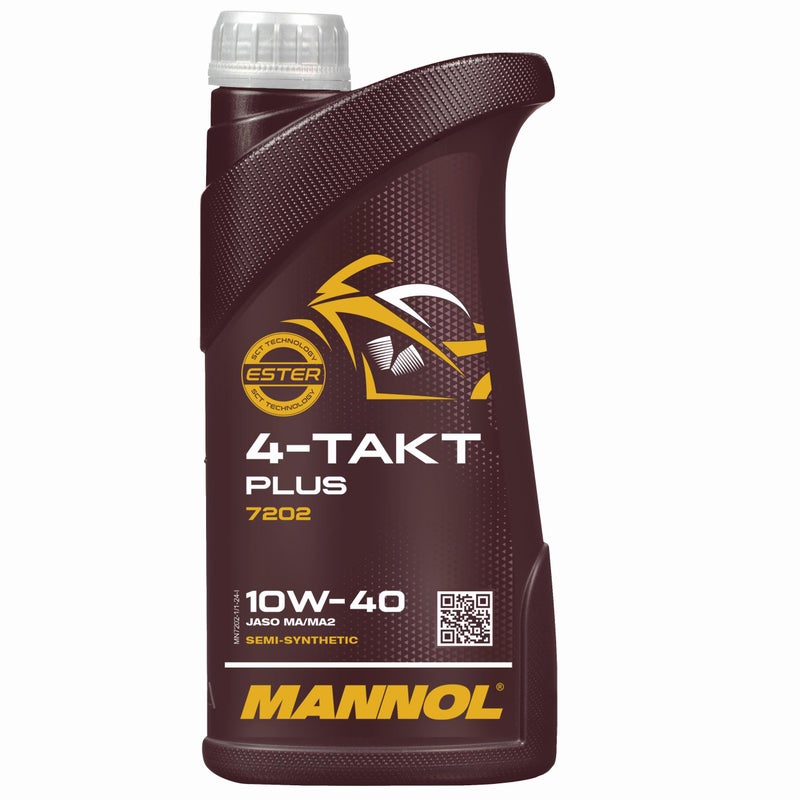 MANNOL زيت محرك 4Takt Plus 10W40 من MANNOL 7202 زيت محرك صناعي للدراجات النارية رباعية الأشواط والدراجات الرباعية والسكوترات 1 لتر