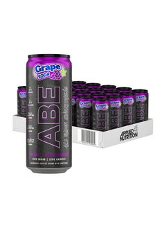 Applied Nutrition علب ABE قبل التمرين - كل شيء أسود للطاقة + مشروب الأداء، مشروبات غازية ABE خالية من السكر مع الكافيين - عبوة من 12 علبة × 330 مل - عنب أمريكي  - Image 2
