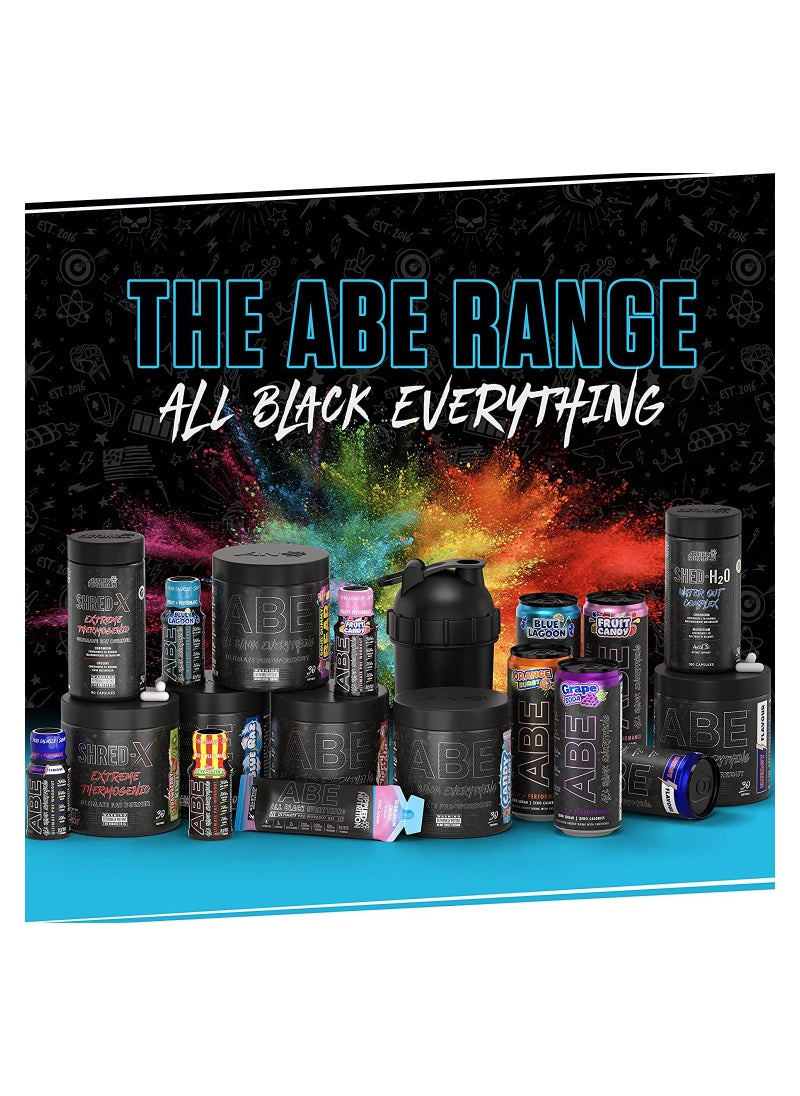 Pre Workout Cans All Black Everything Energy + Performance Drink, Abe Carbonated Beverage Sugar Free With Caffeine Pack of 12 Cans Grape Soda