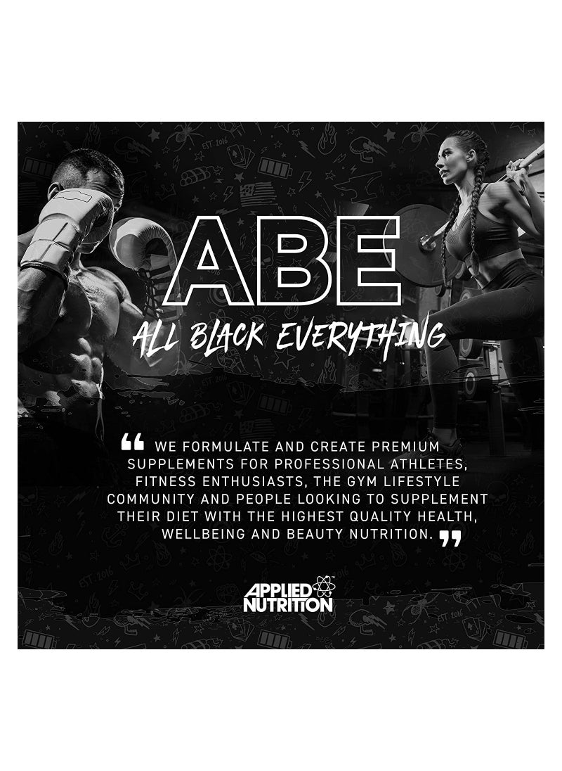Pre Workout Cans All Black Everything Energy + Performance Drink, Abe Carbonated Beverage Sugar Free With Caffeine Pack of 12 Cans Grape Soda