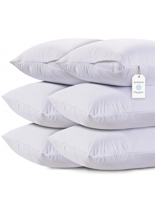 White Classic White Classic Zippered Style Pillow case Cover - Luxury Collection 200 Thread Count, Soft Quiet Zippered Pillow Protectors, King Size, 6 Pack  - Image 1
