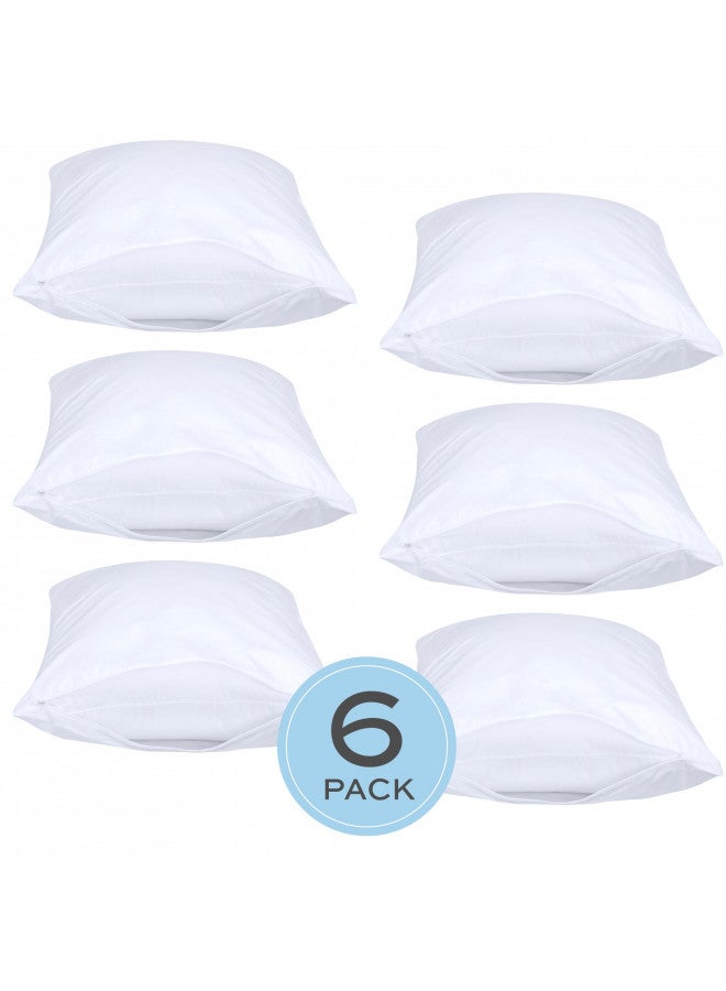 White Classic White Classic Zippered Style Pillow case Cover - Luxury Collection 200 Thread Count, Soft Quiet Zippered Pillow Protectors, King Size, 6 Pack  - Image 5