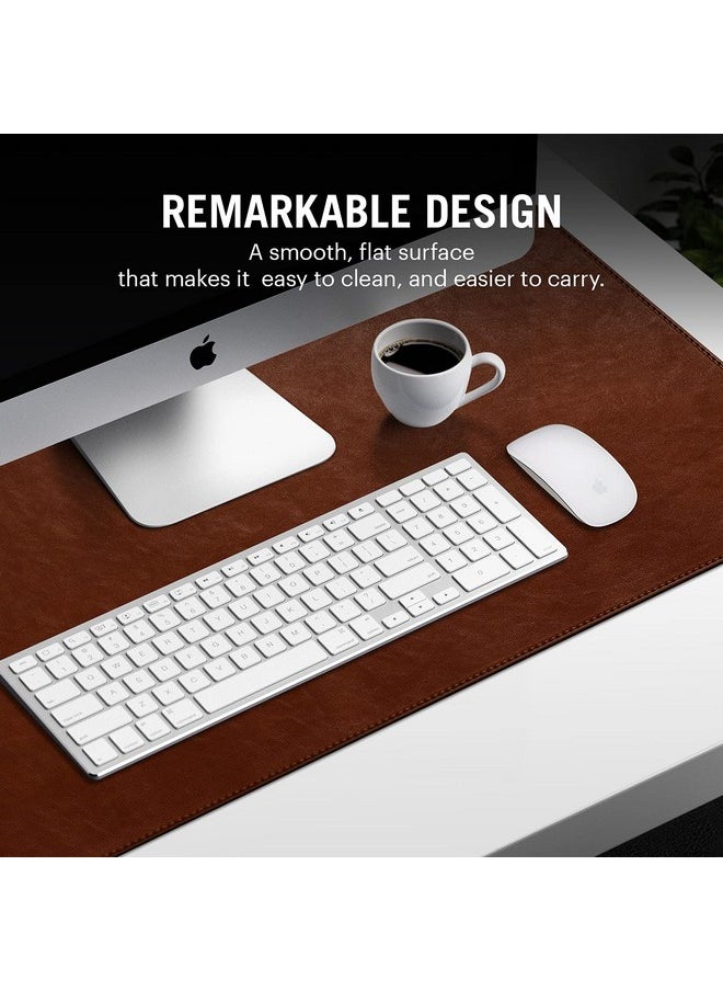 DailyObjects DailyObjects Combo Super Smooth Tan Large Premium Vegan Leather Reversible, Water Resistent Turf Desk Mat | Anti-Skid | Anti-Slip | 85 * 45 cm | Vegan Leather Tan Desk Tray Organiser - Set of 2  - Image 5