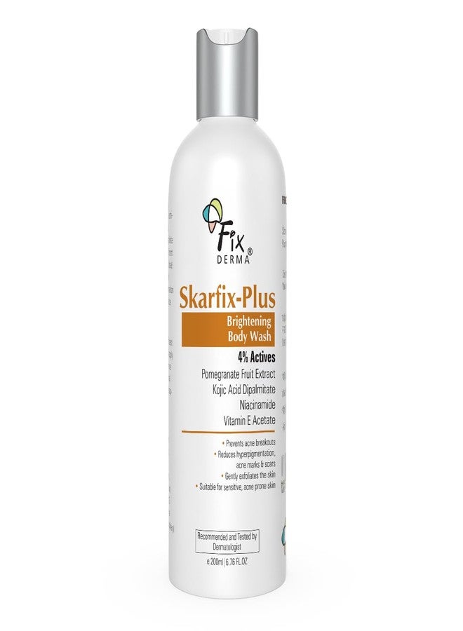 FIXDERMA غسول الجسم المشرق Fixderma Skarfix Plus مع 4% مكونات نشطة (حمض كوجيك، حمض النياسيناميد، وفيتامين E) | غسول الجسم المشرق للنساء والرجال | لعلاج فرط التصبغ وآثار حب الشباب - 200 مل - Image 1