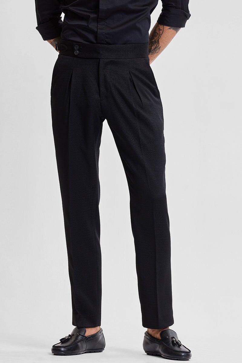 SNITCH Black Slim Fit Stretch Trousers - Image 1