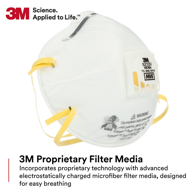 3M Particulate Respirator 8210V with Cool Flow Valve, Pack of 80, NIOSH APPROVED, Disposable, Smoke, Grinding, Sanding, Sawing, Sweeping, Woodworking, Dust - Image 4