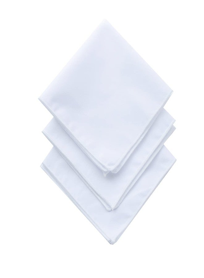 CoCoUSM 3-Pk Mens Cotton White Pocket Square with Color Border(10 Colors) - Image 1