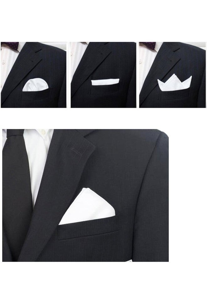 CoCoUSM 3-Pk Mens Cotton White Pocket Square with Color Border(10 Colors) - Image 3