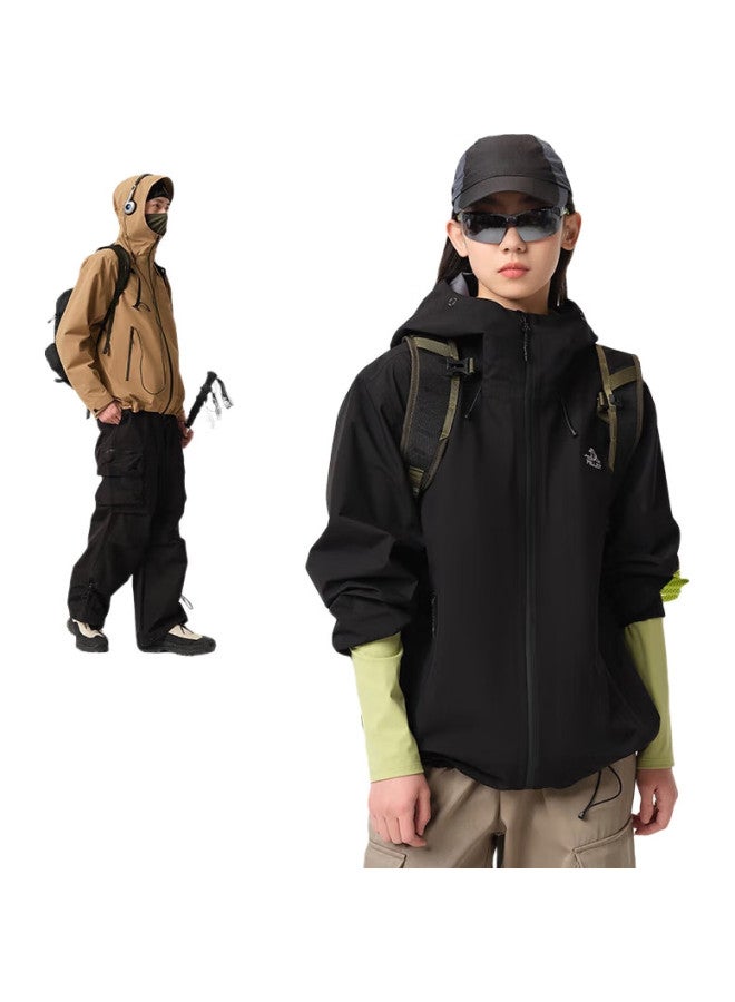 PELLIOT [Cheng Yi Same Style] Hard Shell Jacket For Men And Women, Spring And Autumn Windproof Mountaineering Coat 124101048 Black L - Image 3