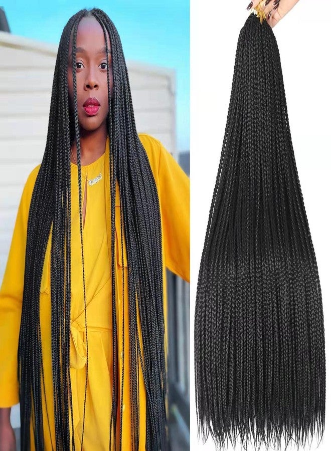 Chicmoi Box Braid Crochet Hair 36 Inch Long Crochet Box Braids Pre Looped 6 Packs 144 Strands 1B Black Soft Knotless Crochet Box Braids Hair for Black Women (1B, 36 inch 6 packs) - Image 1