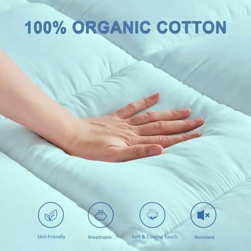 AVI Luxury Soft 5D Spiral 2500 GSM Microfiber Queen Bed Mattress Topper, Extra Thick 3 Inch Mattress Padding, Cooling Breathable Cotton Pillow Top with Elastic Bands, (Sky Blue, 60x78 Inch) - Image 4