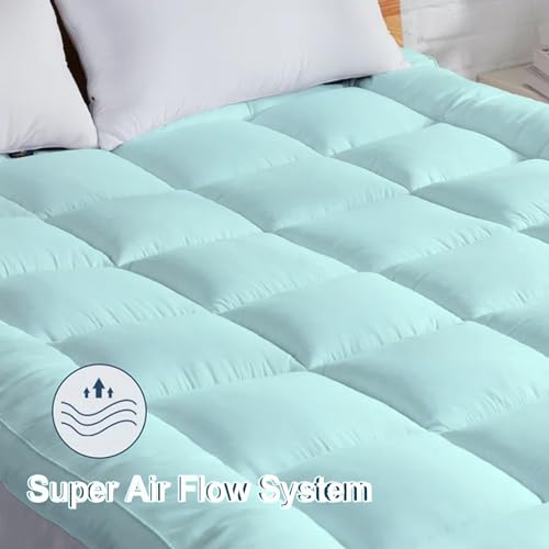 AVI Luxury Soft 5D Spiral 2500 GSM Microfiber Queen Bed Mattress Topper, Extra Thick 3 Inch Mattress Padding, Cooling Breathable Cotton Pillow Top with Elastic Bands, (Sky Blue, 60x78 Inch) - Image 2