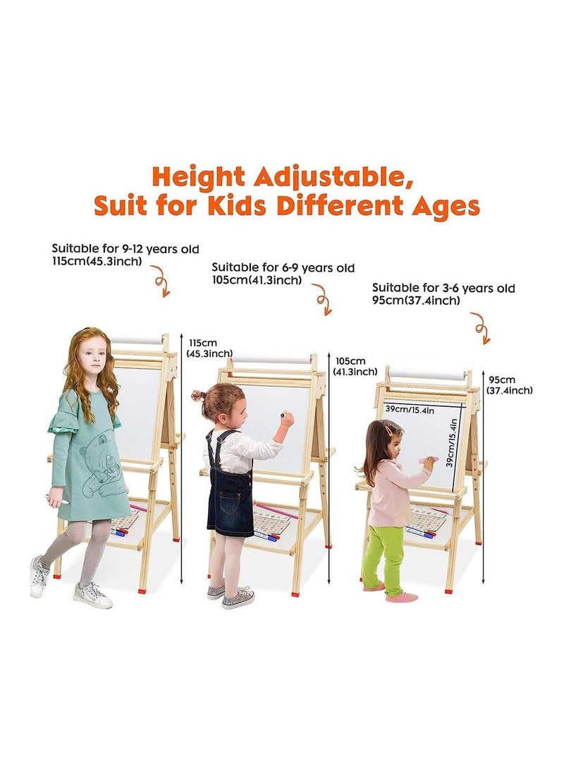 Kids Easel Wooden Art Easel Adjustable Standing Easel Double-Sided Drawing Easel - pzsku/Z456FA7AF7558B6B10995Z/45/_/1695034645/e29c30d4-5952-41b6-84f0-761460b9c449