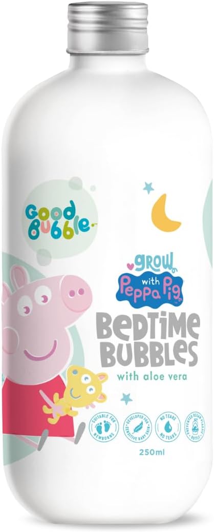 Good Bubble Peppa Pig Bedtime Bubbles with Aloe Vera 250ml TearFree Baby Bubble Bath with AllergenFree Fragrance Hypoallergenic Bubble Bath for Babies