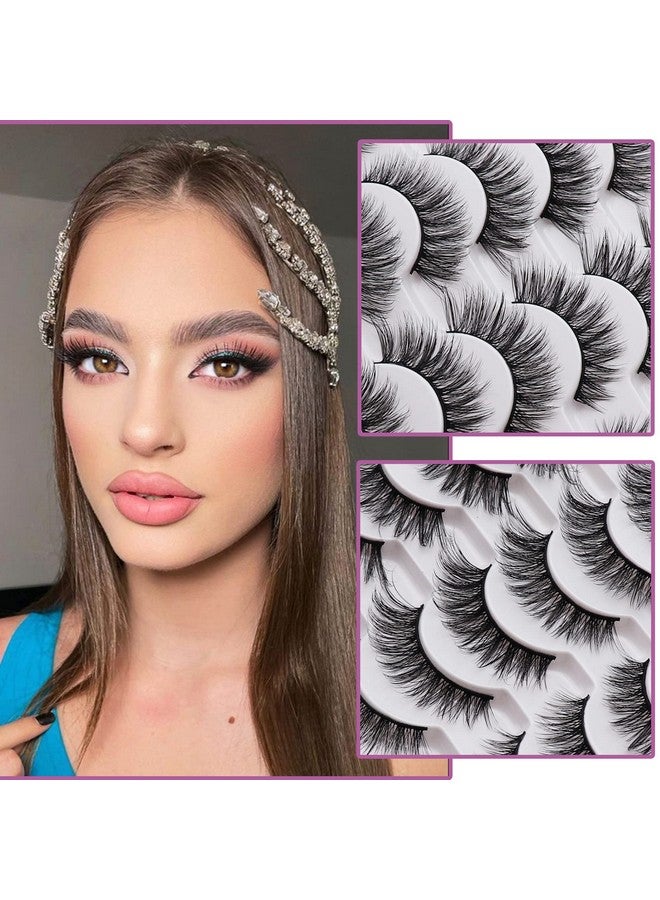 Losha Eyelashes Natural Look Faux Mink Lashes Pack Handmade Wispy False Eyelashes 14 Pairs Cat Eye Lashes (Y52) - Image 2