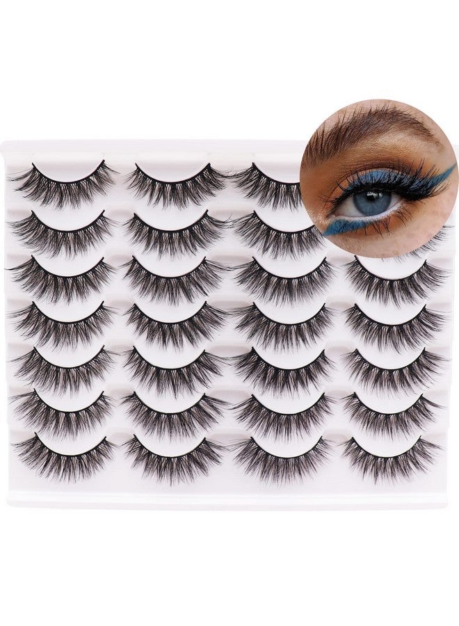 Losha Eyelashes Natural Look Faux Mink Lashes Pack Handmade Wispy False Eyelashes 14 Pairs Cat Eye Lashes (Y52) - Image 1