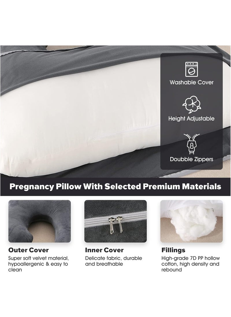 F.A.M.S G Shape Velvet Pregnancy Pillow - Luxurious Maternity Support Pillow for Comfort and Back Relief  - Image 2
