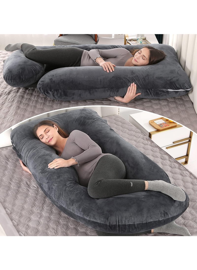 F.A.M.S G Shape Velvet Pregnancy Pillow - Luxurious Maternity Support Pillow for Comfort and Back Relief  - Image 3