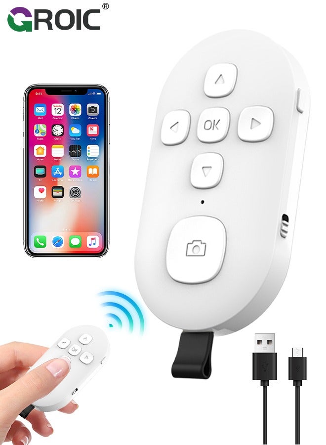GROIC Remote Control, Bluetooth Remote Control with iPad Kindle Client Page Turner, Create Photos and Video Recording Remote, Type-C Rechargeable Bluetooth Remote for iPhone, iPad and Android - Image 1