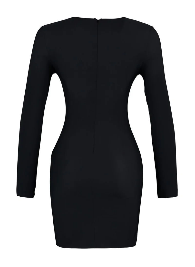 trendyol V-Neck Knitted Bodycon Dress