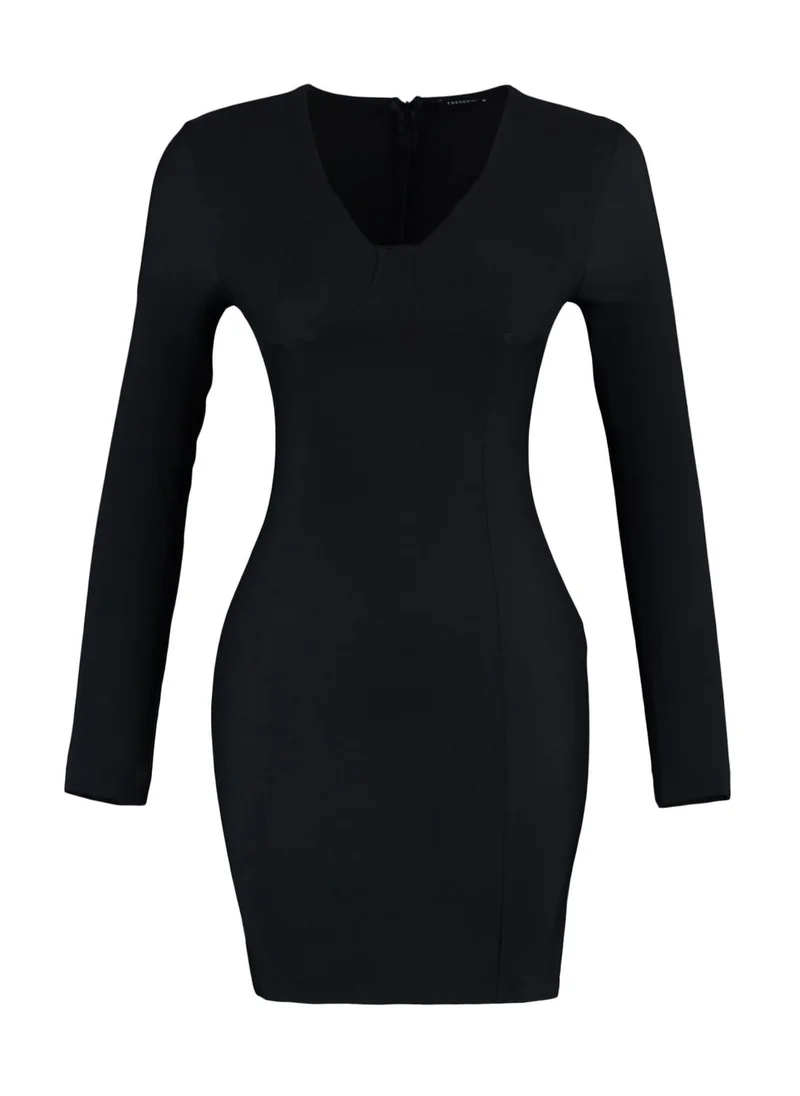 trendyol V-Neck Knitted Bodycon Dress