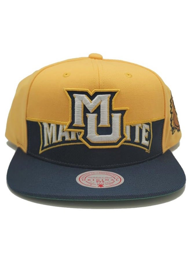 Mitchell & Ness قبعة ماركيت غولدن إيغلز الجديدة نصف ونصف ذهبية وزرقاء بنمط سناپباك، ذهبية، مقاس واحد - Image 3