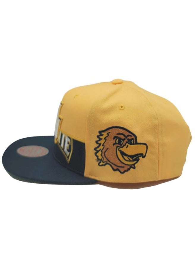 Mitchell & Ness قبعة ماركيت غولدن إيغلز الجديدة نصف ونصف ذهبية وزرقاء بنمط سناپباك، ذهبية، مقاس واحد - Image 5