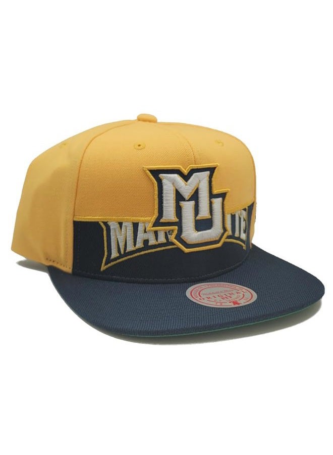 Mitchell & Ness قبعة ماركيت غولدن إيغلز الجديدة نصف ونصف ذهبية وزرقاء بنمط سناپباك، ذهبية، مقاس واحد - Image 4