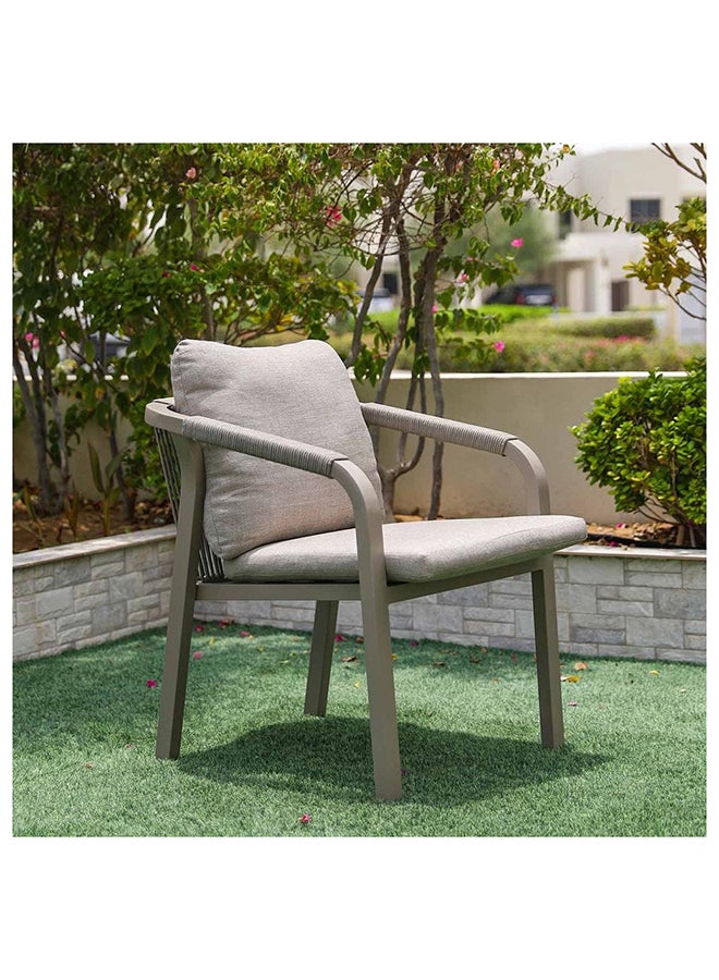 DANUBE HOME طقم طعام خارجي مانشستر 7 قطع مقاوم للماء لمجموعات تناول الطعام في الحديقة 6 مقاعد لجميع الأجواء من الألمنيوم/حبل دائري أثاث خارجي حديث للحديقة والفناء رمادي - Image 5