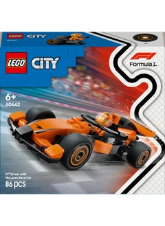 LEGO City F1 Driver with McLaren Race Car - Formula 1 Building Toy with a Racing Driver Minifigure - Small Birthday Gift Idea for 6+ Year Old Boys & Girls or Adult Motorsport Fans - 60442 (86 pieces)  - Image 2