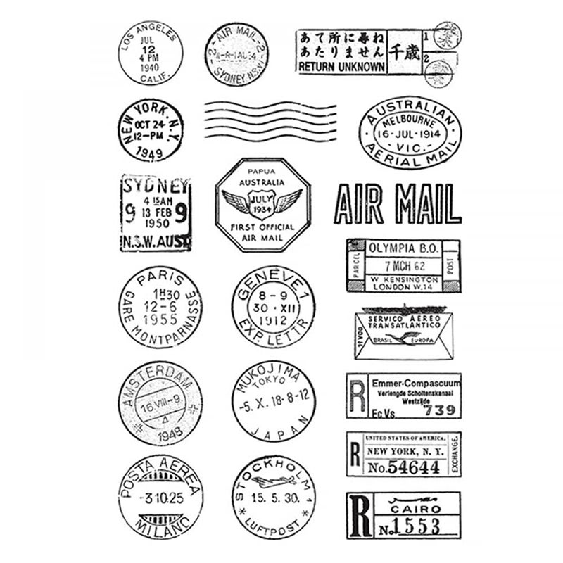 CYFUN DESIGN Various City Commemorative Air Mail Stamp for Card Making DIY Scrapbooking  New York Sydney Tokyo Paris  Clear Rubber Seal Stamping Stamp for Paper Crafting Handmade Crafts Album Decor - Image 1