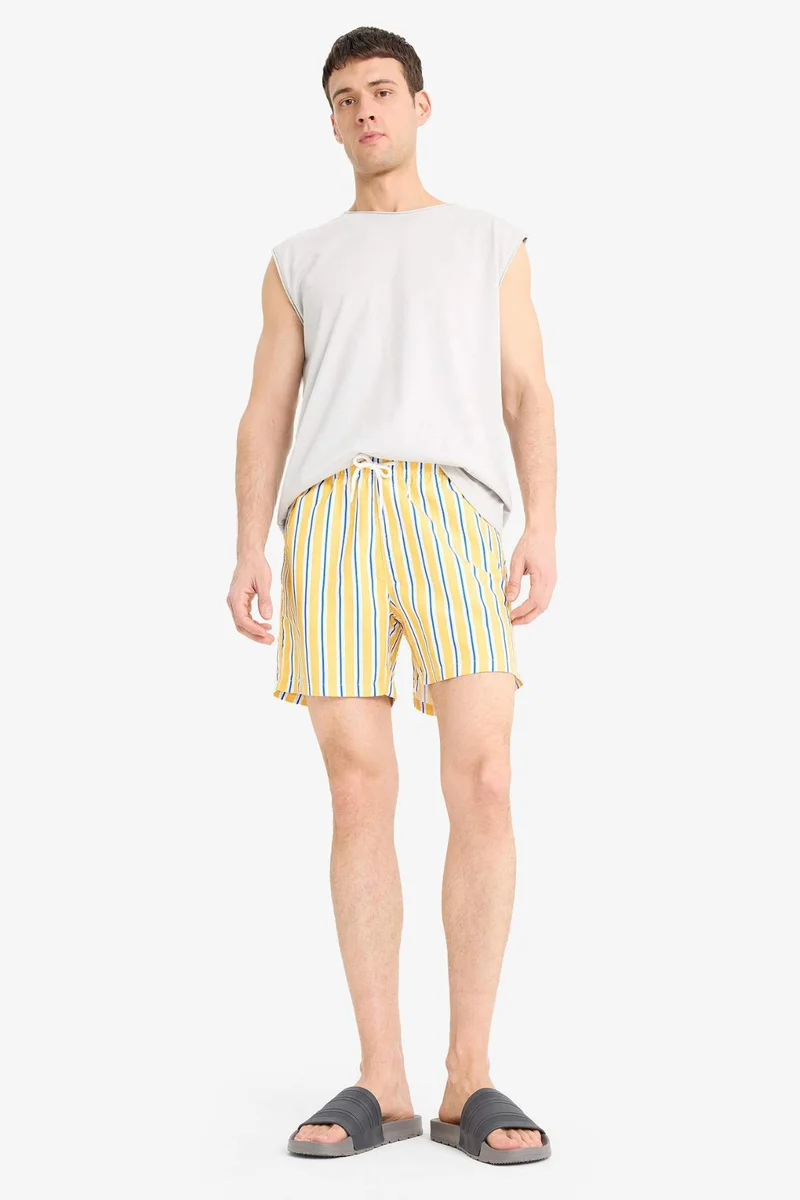 DeFacto Mesh Lined Short Length Striped Swim Shorts
