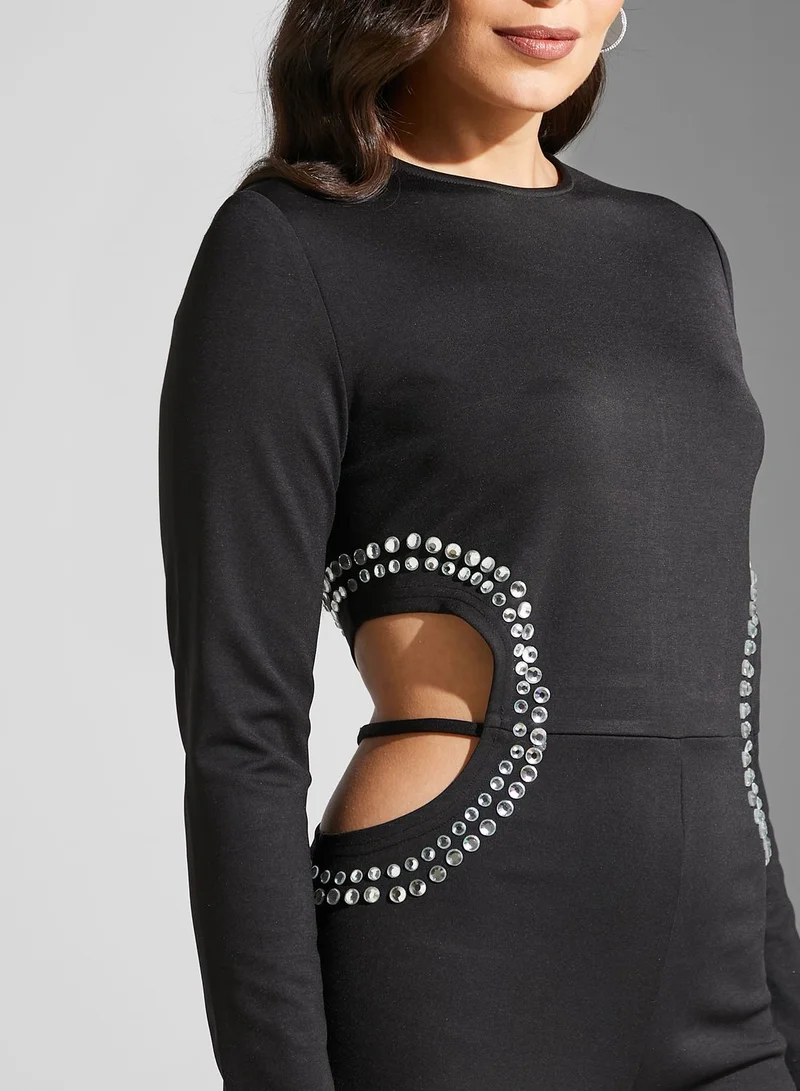 Ella Limited Edition Embellished Waist Cut Out Detail Jumpsuit