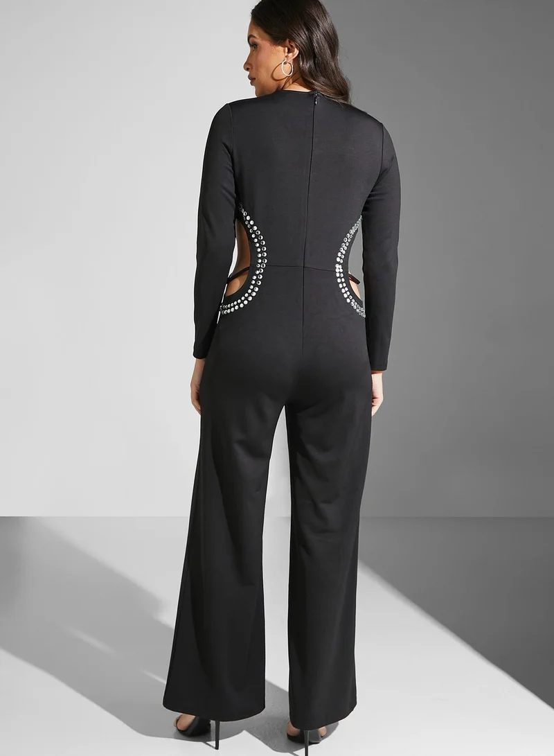 Ella Limited Edition Embellished Waist Cut Out Detail Jumpsuit