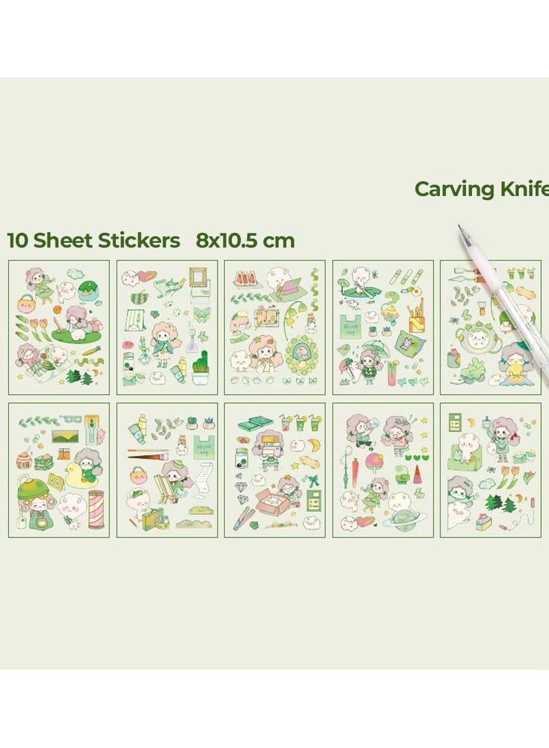 Excefore Cute Washi Tape Memo Pad Stickers Set, Gift Wrapping, Aesthetic Supplies, Planners, Bullet Journal  - Image 3