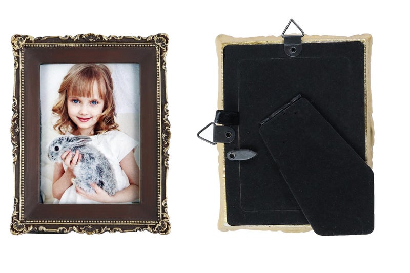 Hymmah 2.5 * 3.5inch Mini Wallet Picture Frame عتيقة إطار الصورة مزخرفة إطار راتنجات مصنوعة يدويًا مع معرض الصور اللوحي والجدار - Image 4