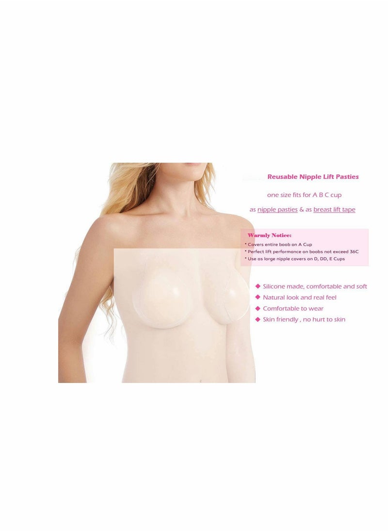 SYOSI - Adhesive Silicone Lift Bra, Reusable Stick Invisible Nipple Covers,Strapless Invisible Silicone Adhesive Bra,Backless Deep V for Women(2 PCS) - Image 1