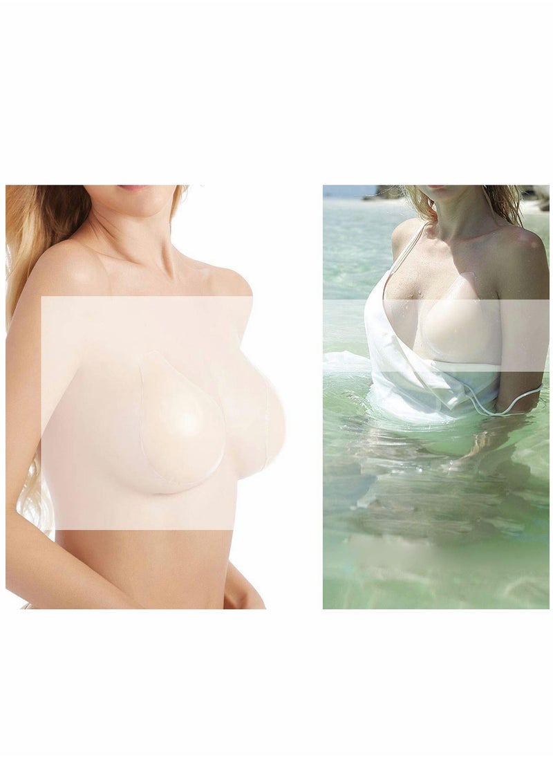 SYOSI - Adhesive Silicone Lift Bra, Reusable Stick Invisible Nipple Covers,Strapless Invisible Silicone Adhesive Bra,Backless Deep V for Women(2 PCS) - Image 1