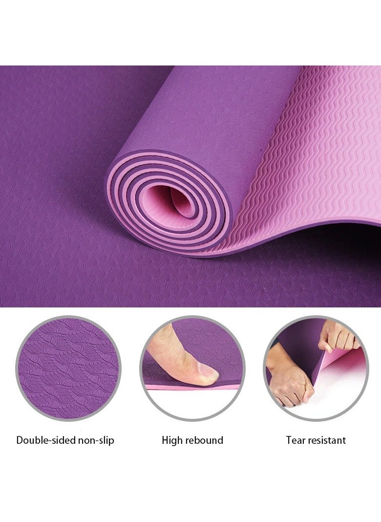 Generic 6mmYoga Mat Eco Friendly Non Slip Double Colour Thick Fitness Exercise Mat  - Image 2