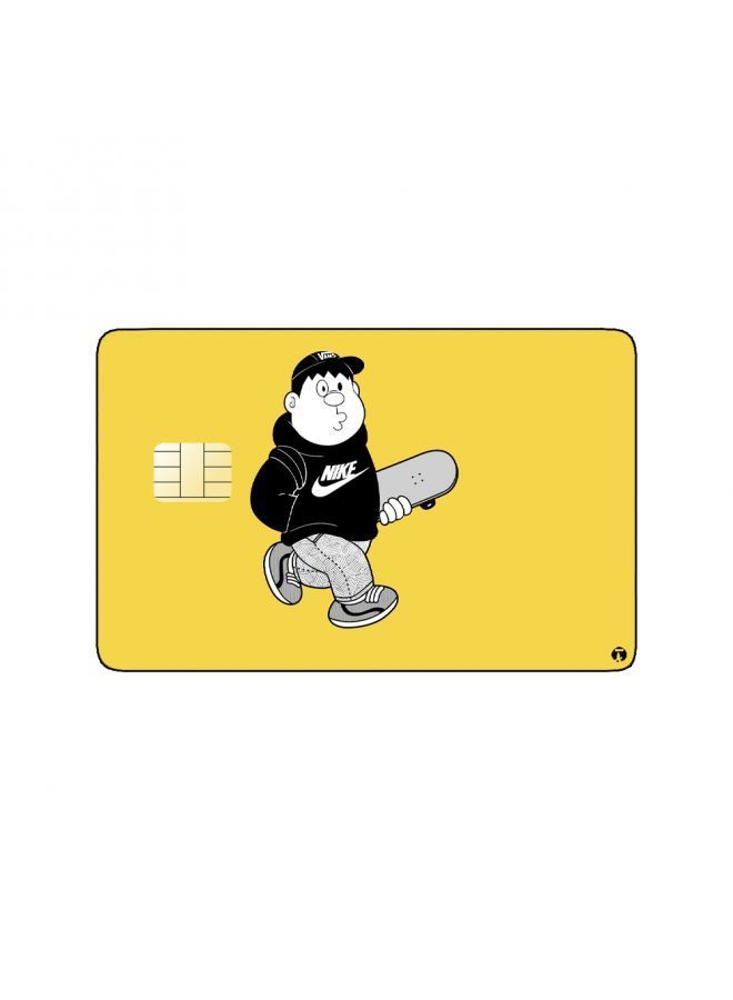 RKN PRINTED BANK CARD STICKER Cool Guy Drawing With Skateboard - Image 1