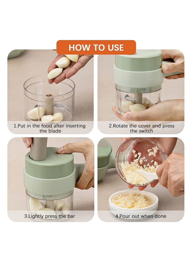 ELTRAZONE 4 in 1 Handheld Electric Food Chopper Wireless Vegetable Cutter Set Vegetable Chopper and Meat grinder with USB Powered for Kitchen - Image 3