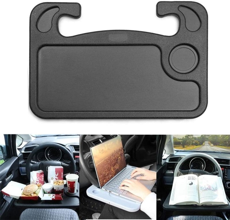 SCIENISH Portable Car Steering Wheel Desk, Laptop, Tablet, iPad Or Notebook Car Travel Table, Food Eating Hook On Steering Wheel Tray, for Constant Travelers, Fits Most Vehicles Steering Wheels - Image 3