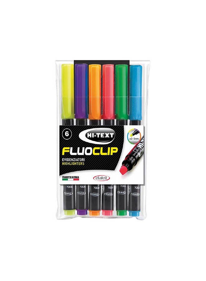 etafelt Fluoclip Blister Highlighter 6 Pcs Multicolour 