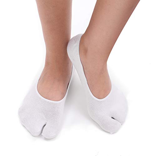 F Flammi Flammi Women's 3 Pairs No Show Two Toe Socks Cotton (Black, White, Grey) - Image 4