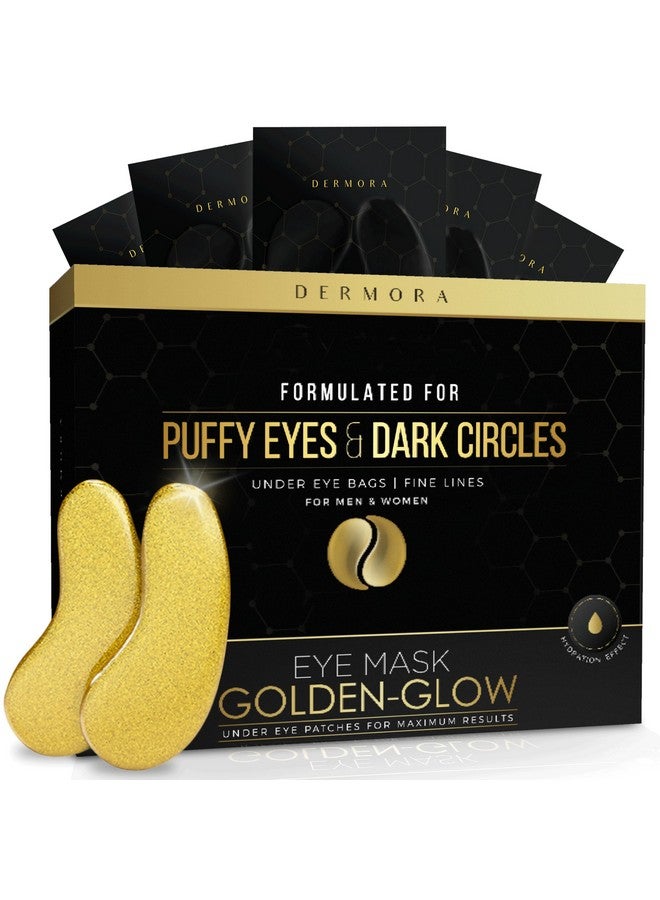 DERMORA Golden Glow Under Eye Patches (15 Pairs Eye Gels) - Rejuvenating Treatment for Dark Circles, Puffy Eyes, Refreshing, Revitalizing, Travel, Wrinkles - Image 1
