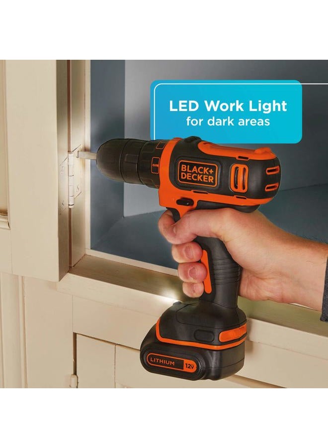 BLACK+DECKER 12V MAX Cordless Drill/Driver, Battery and Charger Included (BDCDD12C) - Image 5