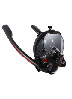 Arabest Full Face Snorkeling Mask Dual Tube Anti-Fog All Black 